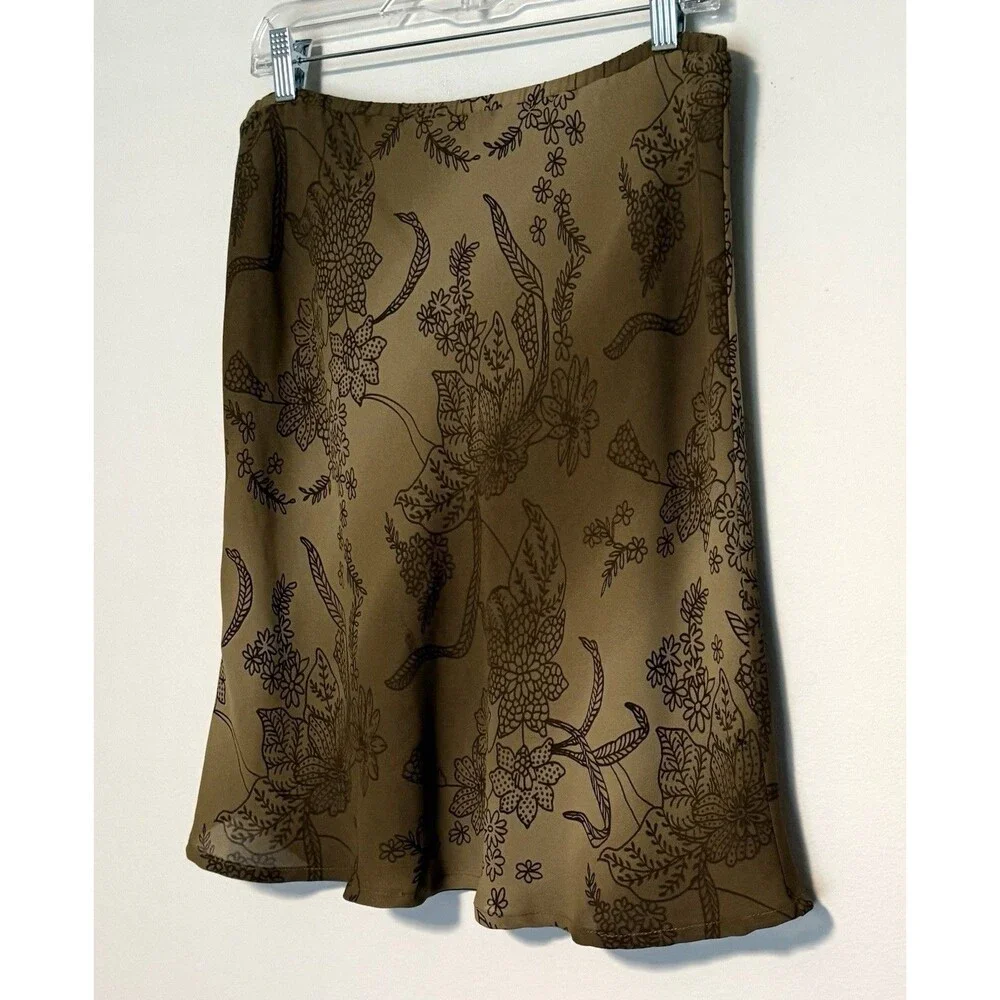 Vintage 90s Imagio Slip Skirt Sz L Lined Floral Flowy Boho Y2K